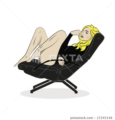 girl in leather chair illustration 21545148