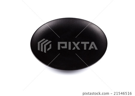 Empty black stoneware plate 21546516
