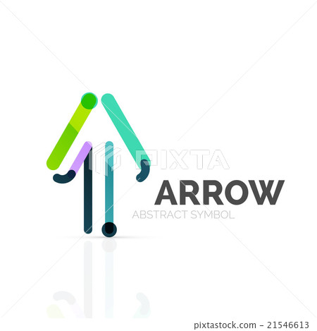 Linear arrow abstract logo, connected multicolored 21546613