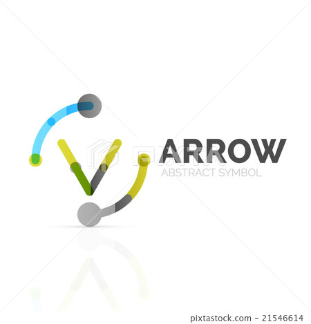 Linear arrow abstract logo, connected multicolored 21546614