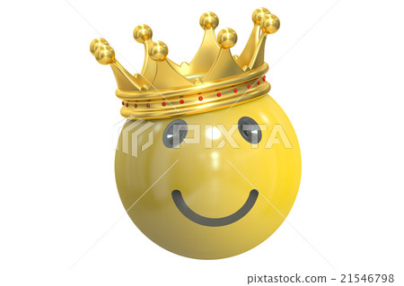 happy smiley with crown, 3D rendering 21546798