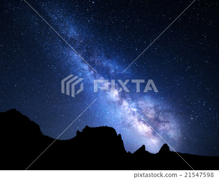 Mountain landscape with Milky Way. Night sky Mountain landscape with Milky Way. Night sky 21547598