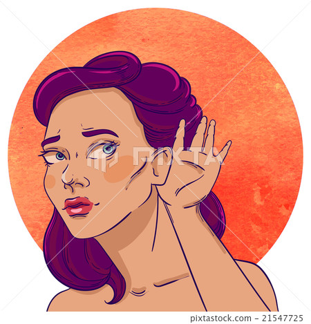 portrait of a young listening girl-brunette  21547725