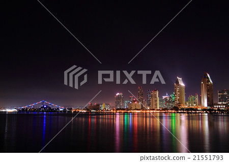 Night view of San Diego Downtown California 21551793