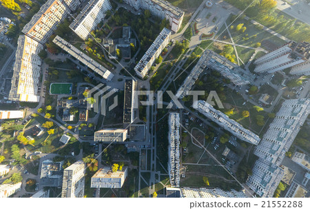 Aerial city view with crossroads, roads, houses Aerial city view with crossroads, roads, houses 21552288