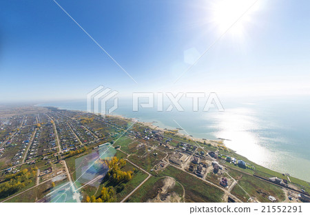 Aerial view of a summer house village at blue sea Aerial view of a summer house village at blue sea 21552291