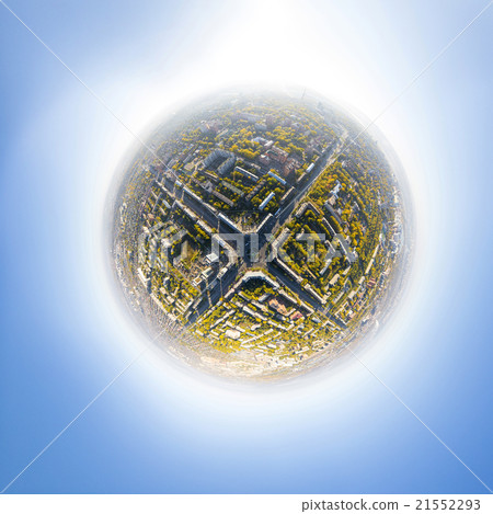 Aerial city view with crossroads, roads, houses Aerial city view with crossroads, roads, houses 21552293
