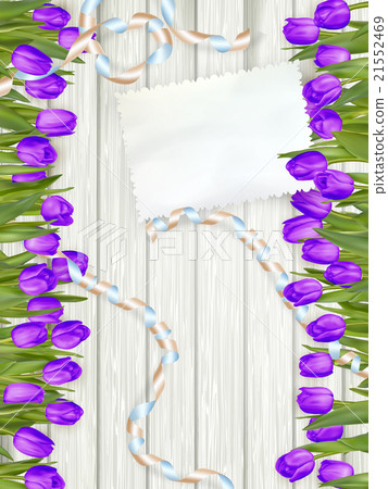 Bouquet of tulips on rustic wooden board. EPS 10 Bouquet of tulips on rustic wooden board. EPS 10 21552469