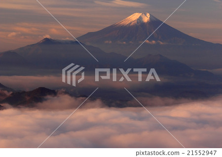 Fuji and the sea of clouds in the morning seen from Otsuki / Mt. Hakura 21552947