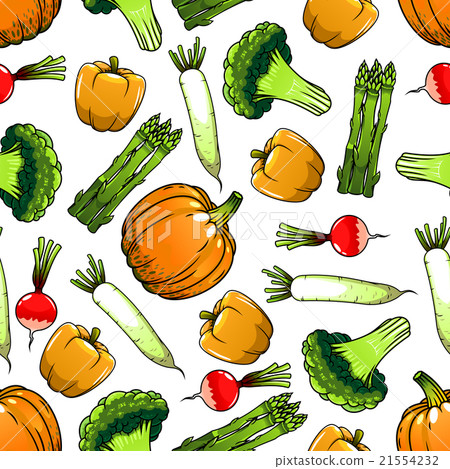 Organic farm vegetables seamless pattern - Stock Illustration [21554232 ...