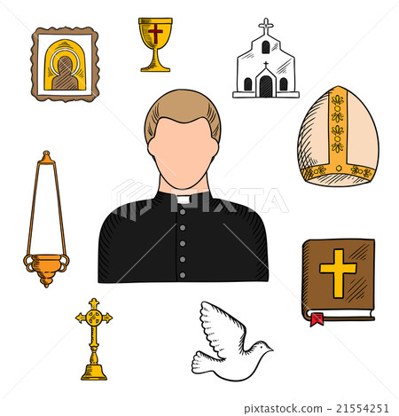 Priest profession with religious symbols Priest profession with religious symbols 21554251