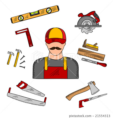 Carpenter profession and tools icons Carpenter profession and tools icons 21554313