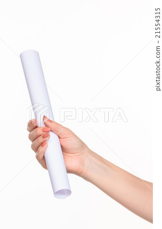 The cylinder female hands on white background The cylinder female hands on white background 21554315