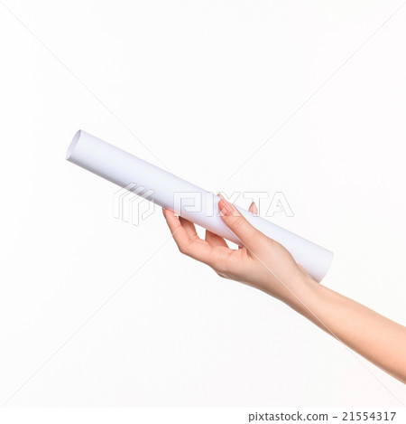 The cylinder female hands on white background The cylinder female hands on white background 21554317