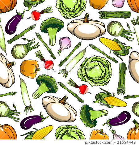 Healthy organic vegetables seamless pattern 21554442