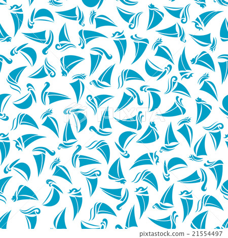Seamless pattern wit blue sailing boats 21554497