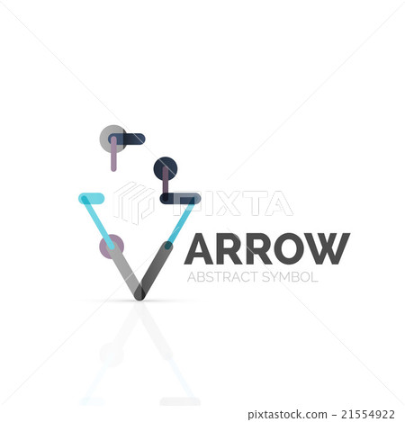Linear arrow abstract logo, connected multicolored Linear arrow abstract logo, connected multicolored 21554922