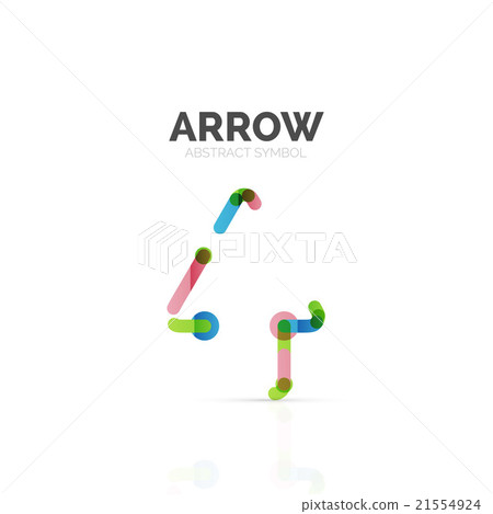 Linear arrow abstract logo, connected multicolored 21554924