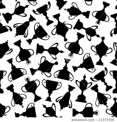 Black and white seamless trophies pattern Black and white seamless trophies pattern 21555496