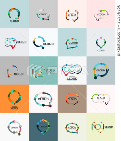 Set of flat linear design speech cloud logos. Talk Set of flat linear design speech cloud logos. Talk 21556856
