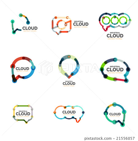 Set of flat linear design speech cloud logos. Talk Set of flat linear design speech cloud logos. Talk 21556857