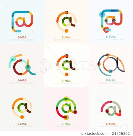 Vector email business symbols or at signs logo set - Stock Illustration ...