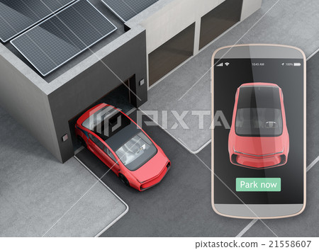 Automatic storage of unmanned vehicles in the garage. Concept of automatic parking by parking support system Automatic storage of unmanned vehicles in the garage. Concept of automatic parking by parking support system 21558607