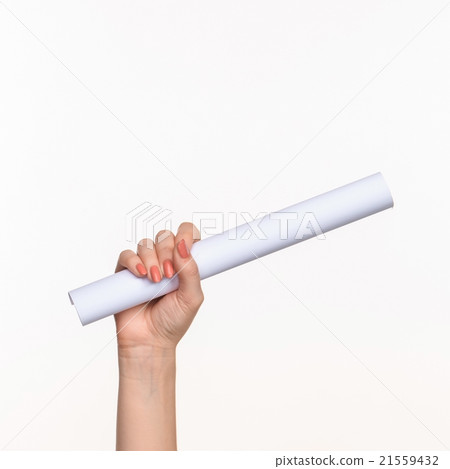 The cylinder female hands on white background The cylinder female hands on white background 21559432