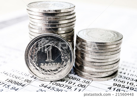 Polish zloty coins, close up 21560448