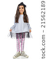 Little brunette girl in fashionable dress posing 21562189