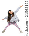 Little brunette girl in fashionable dress posing 21562192