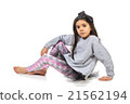 Little brunette girl in fashionable dress posing 21562194