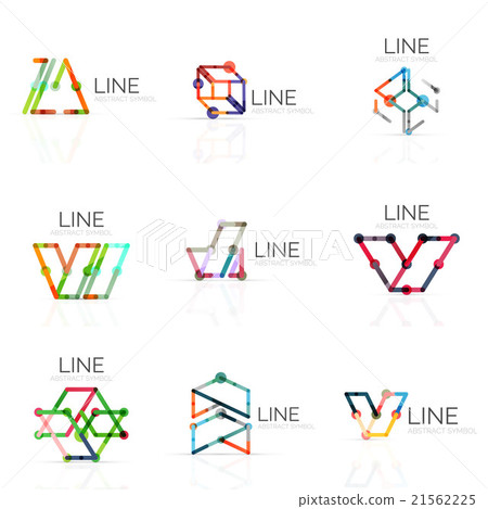 Set of linear abstract logos, connected 21562225
