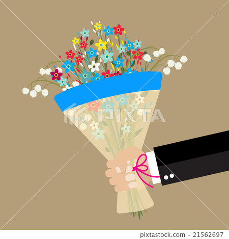 cartoon businessman hand holding bouquet  flowers 21562697