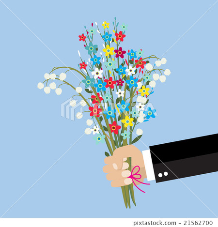 cartoon businessman hand holding bouquet  flowers 21562700