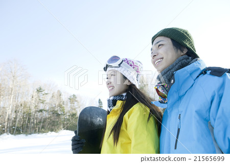 A couple in a ski resort A couple in a ski resort 21565699