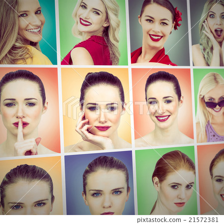 Composite image of composite image of smiling blonde natural beauty 21572381