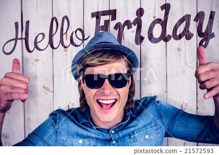 Composite image of cheerful hipster wearing sunglasses 21572593