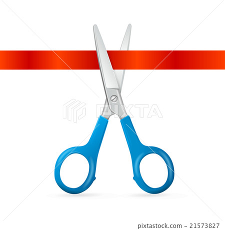 Scissors Cut Red Ribbon. Vector Scissors Cut Red Ribbon. Vector 21573827