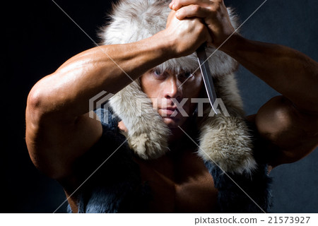 strong athletic man with a knife strong athletic man with a knife 21573927
