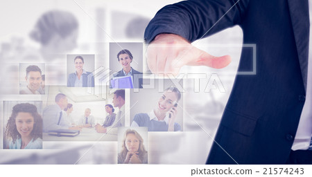 Composite image of businessman pointing with his finger 21574243