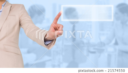 Composite image of businesswoman pointing 21574550