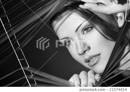 sexy woman in black dress and jalousie sexy woman in black dress and jalousie 21574814