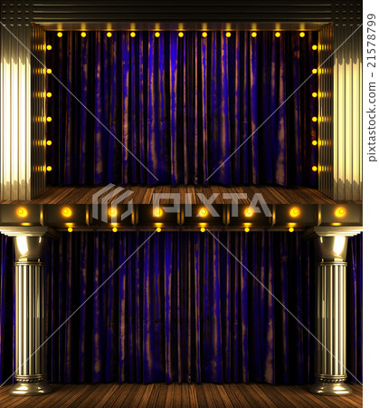 curtain stage with gold and lights.  21578799