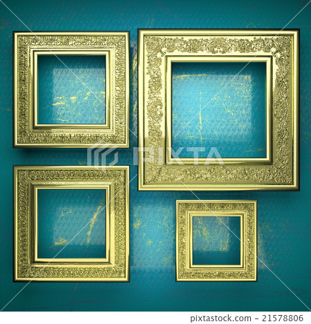 golden background painted in blue. 3D illustration 21578806