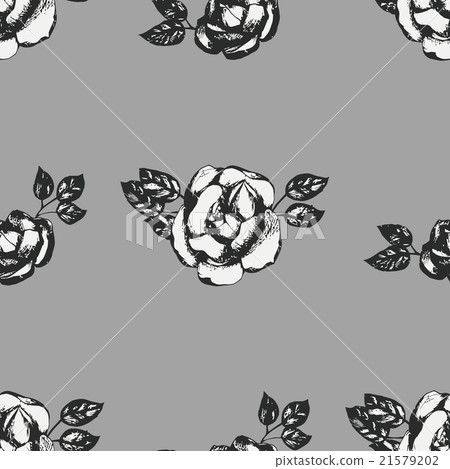 Vintage black and white rose pattern 21579202