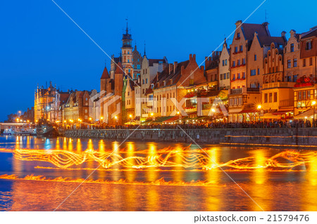 Fire show on Motlawa River, Gdansk, Poland 21579476