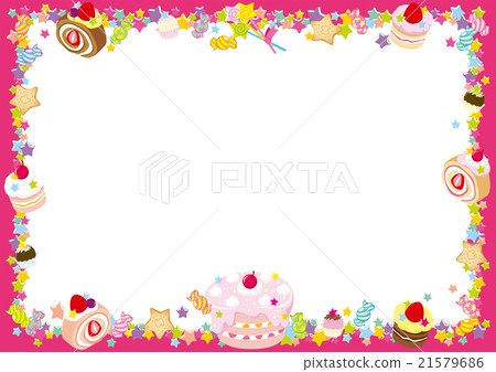 [Frame] Sweets cake star pink horizontal 21579686