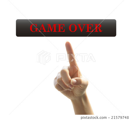 Women's hand pressing a button (game over) Women's hand pressing a button (game over) 21579748