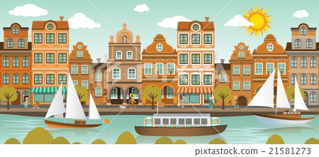 Old town and river (European city) 21581273